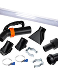 Two And A Half Inch Dust Collection Hose Floor Sweep Kit With 36 Inch Clear Tube, nozzles, wall clips, and reducer adapter
