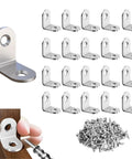 Rock Solid Stainless Steel L Shaped Corner Braces With Included Screws For Knockout Diy Furniture Assembly And Smooth Cabinet Reinforcement All Projects Every Single Day, 50 pack with screws.