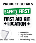 First Aid Kit Location Warning Sign 8x12 Metal Marker Plaque For Factory Construction Workshop Warehouse Garage Entry