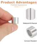 Aluminum Crimping Loop Sleeve For Wire Rope And Cable Ferrules Round Stop Sleeve Silver 50 Pieces For Six Millimeter Wire Diameter Waterproof And Rust Resistant, polished close-up