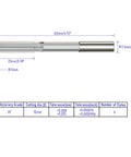 12mm Chucking Reamer HSS Cobalt M35 Lathe Tool with 6 Flutes, dimensions and tolerances diagram