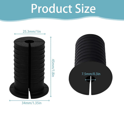 2 Pcs Starlink Cable Routing Kit For 1 Inch Wall Hole, silicone grommet size details, neat cable management, black.