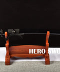Handcrafted Practice Katana With Full Tang Blunt Blade For Dojo Training Safe Aluminum Steel Blade on display stand