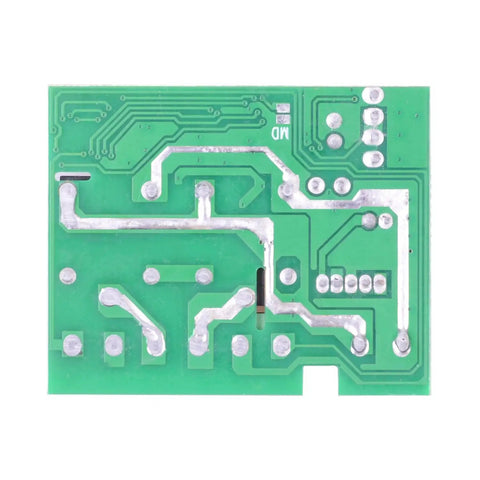 Back of Wireless DC Motor Remote Control Switch 8V To 36V 433MHz 10A with circuit pathways visible on green board