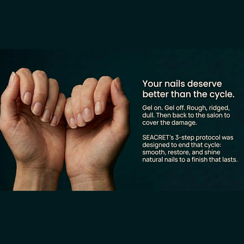 Hands showing natural nails after using Three Step Nail Buffer Block For Natural Nails With Polish Free Shine That Buffs Ridged Surfaces To Glossy Finish Using Color Coded Steps Smooths Refines And Shines Without Polish Korean Made Pack Of 2.