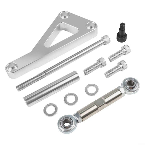 Premium Sbc Alternator Bracket Kit Fits Chevy 350 V8 Long Water Pump Serpentine Belt Setup Robust Silver Metal Heavy Duty Mounting Hardware Perfect For Hot Rods And Cams. silver bracket kit with bolts, spacers, and rod