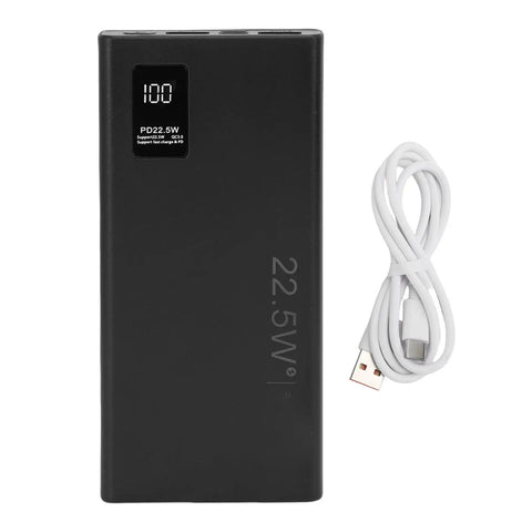 Reliable Mini UPS Battery Backup With 4050Mah Capacity And 3A Output. Compact black power bank with USB cable for routers.