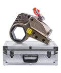 High Capacity Aluminum Alloy Hydraulic Torque Wrench Offering 232 To 2328 Nm Range on a silver toolbox, showcasing its durability.