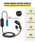 Level Up Your Daily Drive With This Heavy Duty Portable EV Charger Type 2 Plug showcasing a black EV charger with blue 3 pin plug.