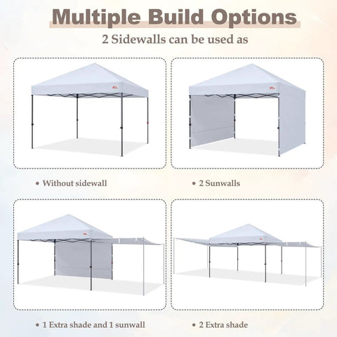 Pop Up 10x10 Canopy Tent With Center Lock Easy One Person Setup Dual Shelters 230 Sq Ft multiple build options configuration