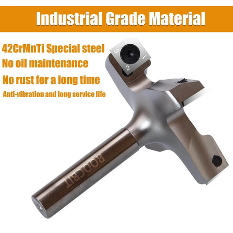 Pro Grade CNC Spoilboard Surfacing Router Bit Set With Half Inch Shank And 3 Inch Cutting Diameter, carbide insert, close-up
