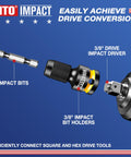 Two Piece Quick Release Three Eighths Inch To One Quarter Inch Hex Socket Adapter for Impact Wrench and Ratchet CRMO Steel