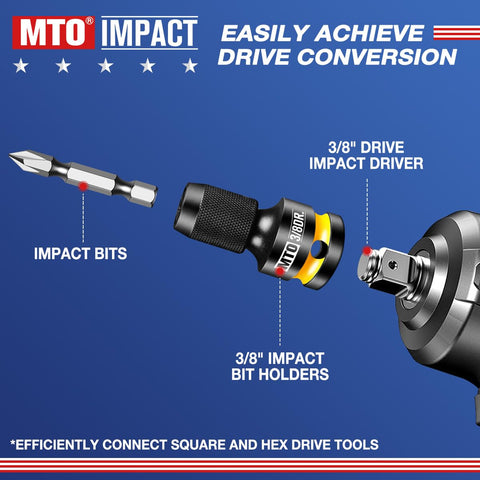Two Piece Quick Release Three Eighths Inch To One Quarter Inch Hex Socket Adapter for Impact Wrench and Ratchet CRMO Steel