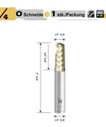 Front view of Speed Tiger solid carbide CNC spiral end mill, single flute, 1/4 in diameter, 2 in overall length.