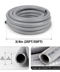 3/4 Inch Liquid Tight Conduit Kit 100 Ft Flexible Non Metallic PVC Conduit With 5 Straight Fittings And 3 90 Degree Connectors