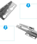 Beefy 80 Degree Scissor Hinges Pair for Cabinet and Closet, stainless steel, two hinge detail views, top and side angles shown