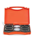 Instant Pipe Leak Repair Clamp Kit For Quick Watertight Fix Works On Metal And Plastic Pipes Stops Leaks Under Pressure with orange case.