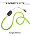 No Fuss Manual Fuel Siphon Pump For Gas Diesel And Oil Quick High Flow Transfer with 39.37in green hose and rubber bulb.