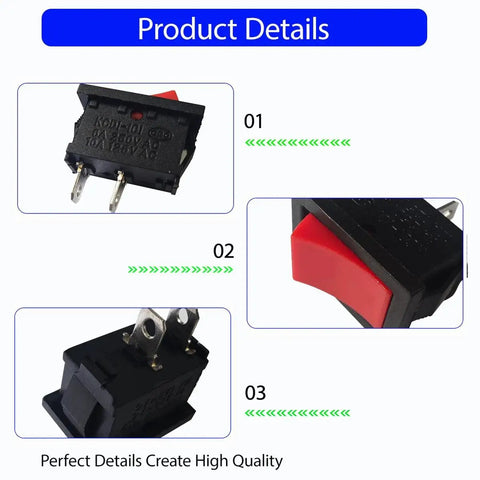 Product details of Electric Start Momentary Rocker Switch Replacement For 3500 Watt Inverter Generators, close-up angles.
