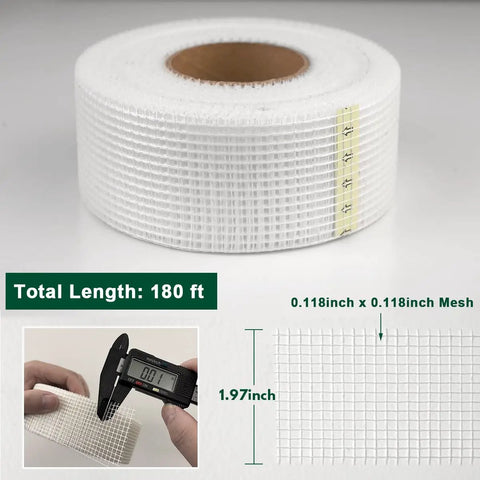 Heavy Duty Self Adhesive Fiberglass Mesh Drywall Joint Tape 1.97 Inch By 180 Feet For Wall Crack Repairs seam roll