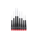 Precision Slotted Screwdriver Set in Canvas Pouch, 8 Piece with Exact Fit Tips arranged in a row front view