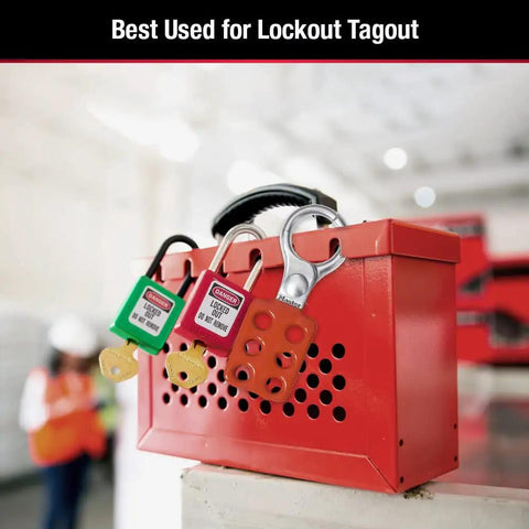 Portable Group Lock Box For Lockout Tagout Safety Makes Equipment Lockout A Breeze With The Handy Latch Tight Feature