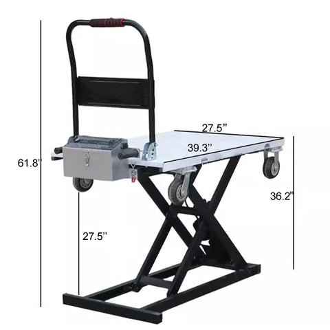 No Sweat Workhorse Electric Lift Table Cart With Automatic Hydraulic Pump And Tough 48 Volt Motor For Moving Up To 660 Pounds Smoothly Across Active Warehouse Floors Daily