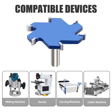 CNC Spoilboard Surfacing Router Bit With 1/2 Inch Shank, 3-11/32 Inch Diameter, shown with compatible machines