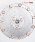 Heavy Duty Tempered Glass Rotating Serving Tray With Premium Steel Bearings base showing solid construction and secure steel bolts.