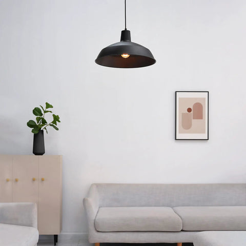 Industrial Warehouse Pendant Light with 5 ft adjustable cord matte black dimmable hanging lamp for kitchen island bar