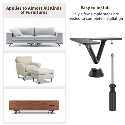Heavy Duty Hairpin Legs For Furniture Set Of 4 Black Metal 2 Inch 800 Lb Capacity showing installation and use on furniture
