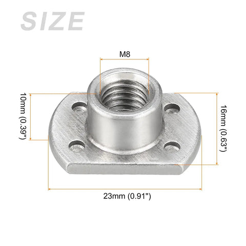 Kick Butt Heavy Duty Carbon Steel Spot Weld Nuts M8 X 1.25mm Thread 25 Pack dimensions, featuring 23x16x10mm flange design.