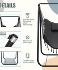 Details of heavy duty rustproof hammock chair with stand for indoor and outdoor use with ergonomic U shaped bracket neck pillow.