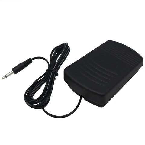 Mini Sewing Machine Foot Pedal Switch For Small Sewing Machines, hands free control showing black pedal with cable