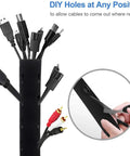 4 Pack Cable Management Sleeve With Zipper 19 To 20 Inch Length Neoprene Wire Wrap for TV Computer Office cords organization
