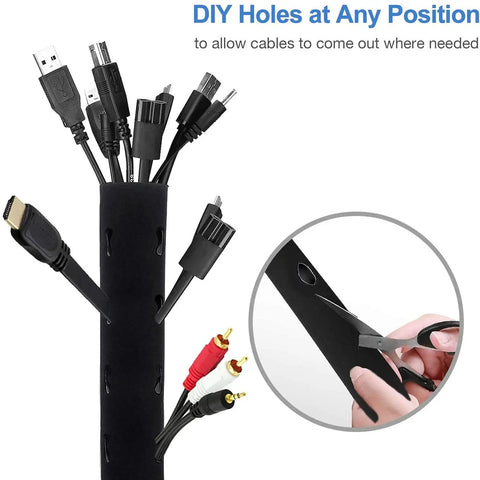 4 Pack Cable Management Sleeve With Zipper 19 To 20 Inch Length Neoprene Wire Wrap for TV Computer Office cords organization