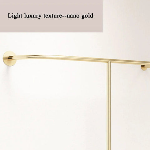 Top Tier Wall Mounted Garment Rack With Built In Shelves And Brushed Gold Finish Straight Ready For Any Boutique Or Master Closet Heavy Duty Metal Clothes Rail That Actually Holds Your Threads