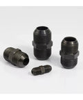 Real Heavy Duty Carbon Steel Metric Hydraulic Fittings From M10 To M20 Sized Up For High Pressure Rig Work And Auto Repair Jobs Providing Super Leak Proof Sealing So Stuff Never Falls Apart When You Get Dirty At The Garage Or Industrial Site. black carbon steel metric hydraulic fittings M10 M12 M16 on white background