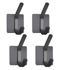 Heavy Duty Black Stainless Steel Wall Hooks Double Robe Hook, four hooks mounted on wall for jackets and towels.