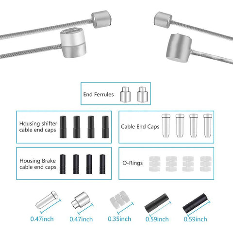 Complete 4 Piece Bike Brake And Shifter Cable Set For Mountain Bikes With 2000Mm Cables And Inner Replacement Kit shown