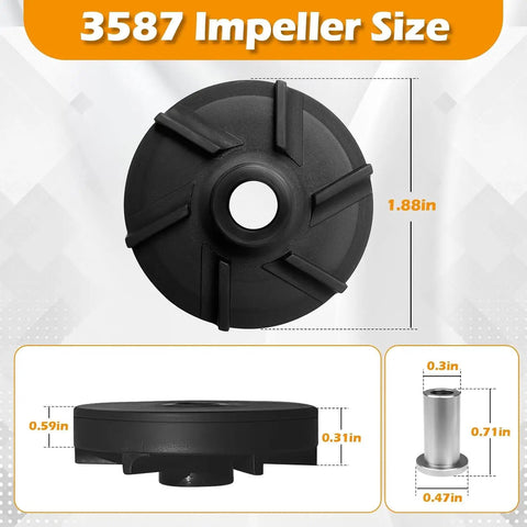 Three Pack Magnetic Impeller With 3220 Bearing Housing For D15 D155 D25 D255 D35 D355 Beverage Dispensers Replacement Parts Set size 3587