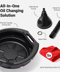 Oil Change Kit With 8 Quart Pan Longneck Funnel And Removable Filter Plus Five Shop Towels For Easy Oil Change Draining Pan Value Set