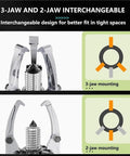 Heavy Duty Hydraulic Gear Puller With 2 Jaw Or 3 Jaw Bearing Hub Separator 50 Ton Capacity, interchangeable setup diagram