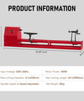 Rock Solid 14X40 Benchtop Wood Lambe Machine With Gnarly Turning Span And Smooth Variable Speed Drive Plus No Fuss Chisel Kit, side view