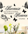 Heavenly Love Quotes Wall Decals Set Peel And Stick Vinyl Memorial Wall Art with butterflies and quote on beige wall