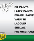 Chart showing Brush Wash Cleaner And Restorer For Latex And Oil Based Paint 32 Oz Liquid Cleaner usability on various paints.