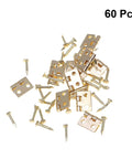 Mini Brass Cabinet Hinges For 1 To 12 Dollhouse Furniture With 48 Screws, 12 Pcs Durable DIY Closet Hinges scattered on white background
