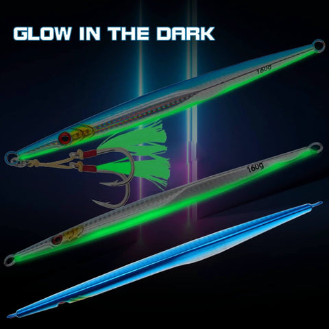 Three Pack Saltwater Jigging Spoons Set 160g Deep Sea Glow Lures With Assist Hooks For Tuna Bass Dogtooth Grouper 21cm