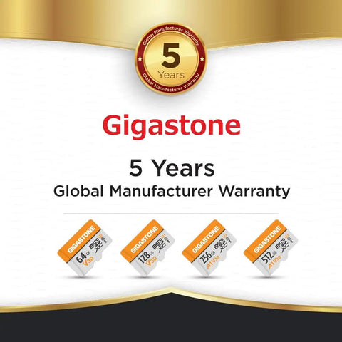 Gigastone micro SD cards with 5-year warranty, featuring 64GB Micro SD Card 2 Pack V30 UHS I Class 10 MicroSDXC Memory Card for 4K Video Recording and Pro Grade Performance in Surveillance, Dash Cam, Drone, Action Cam, Waterproof, Shockproof, Temperature Proof, with Adapter