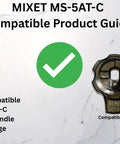 Faucet Handle Replacement Kit For MXT111 With Grey Smoked Acrylic Finish Includes Temperature Control Lever And Volume Control Knob No Fuss Durable Replacement For Precise Flow And Easy Dial Adjustments shown with MIXET components on marble background.